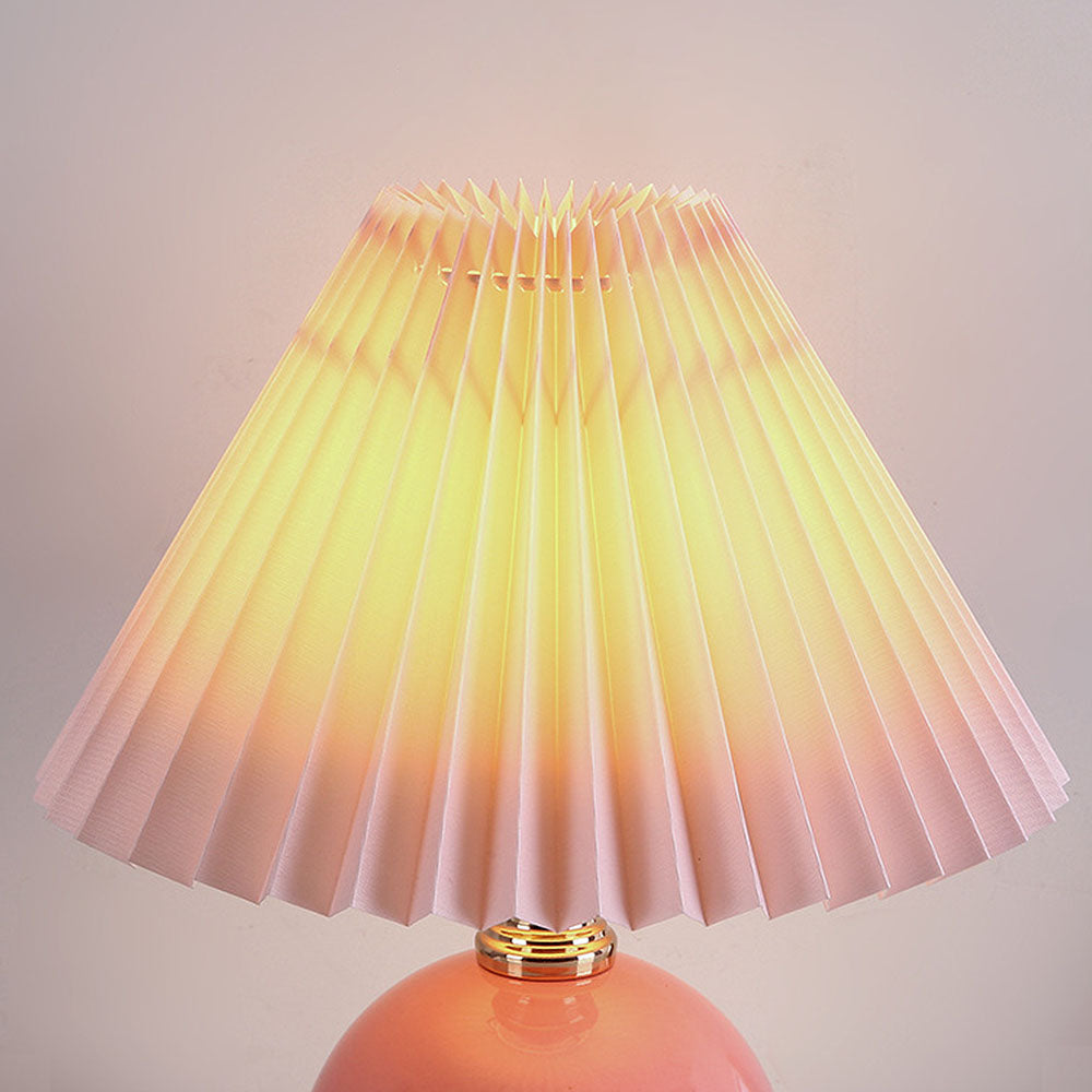 Modern Ceramic Table Light - Mini Fabric Pleated Lamp for Bedroom