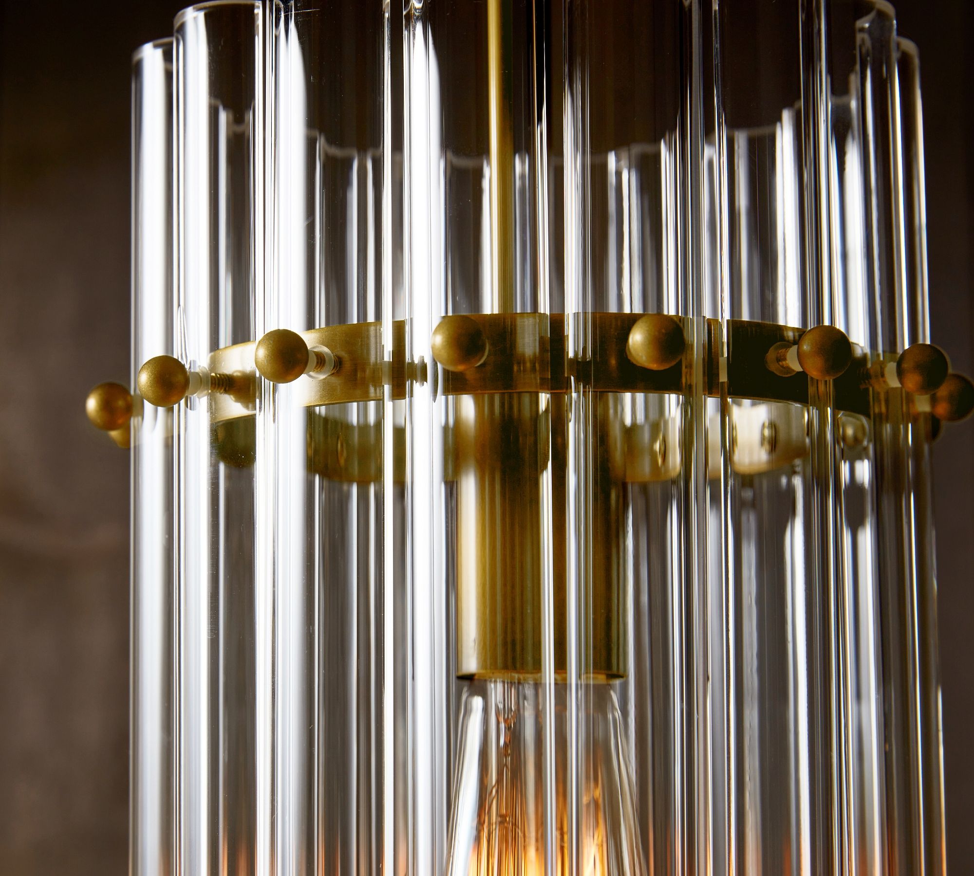 Lumora Crystal Pendant Light – Elegant Tumbled Brass & Cut Glass