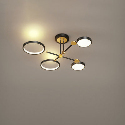 Branch Ring Chandelier - Gold Black Multi Light for Modern Bedroom