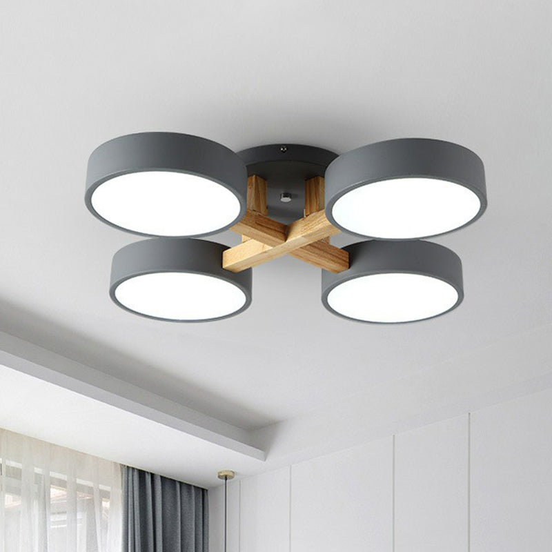 LED Ceiling Light – Modern Iron Wood Fixture for Bedroom Ambiance
