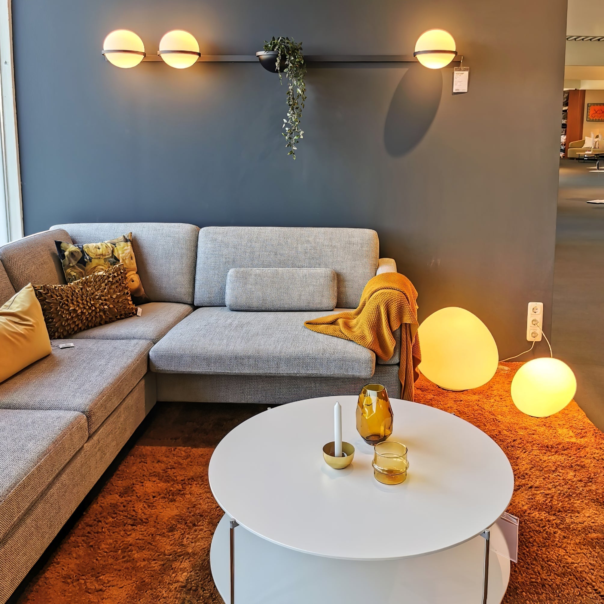 Modern Metal Wall Light - Black Frame Glowing Sphere Lamp for Garden