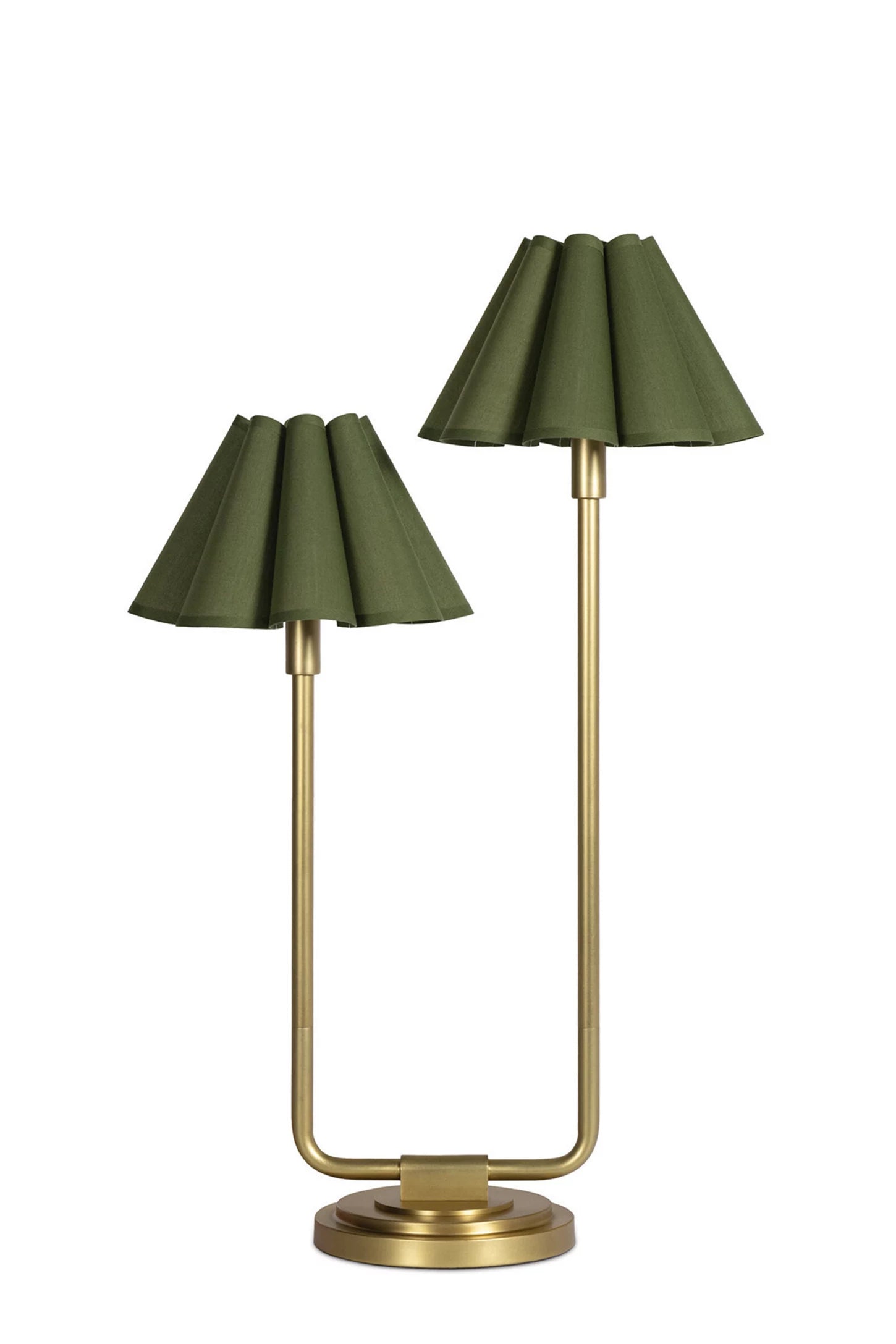 Modern Vintage Table Lamp - Scalloped Shade Capirise Light with Metal Base