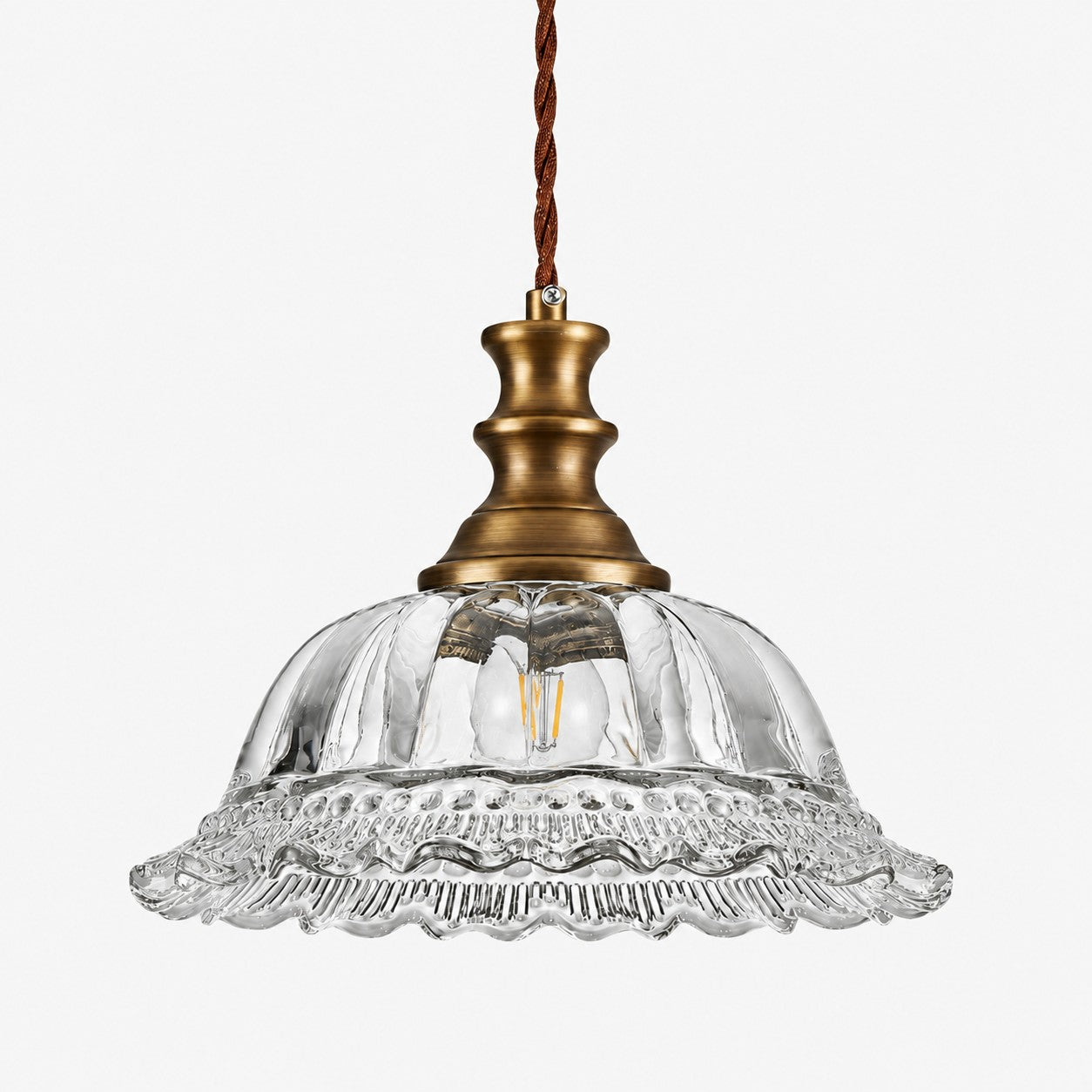 Vintage Fluted Glass Pendant Light for Kitchen & Dining