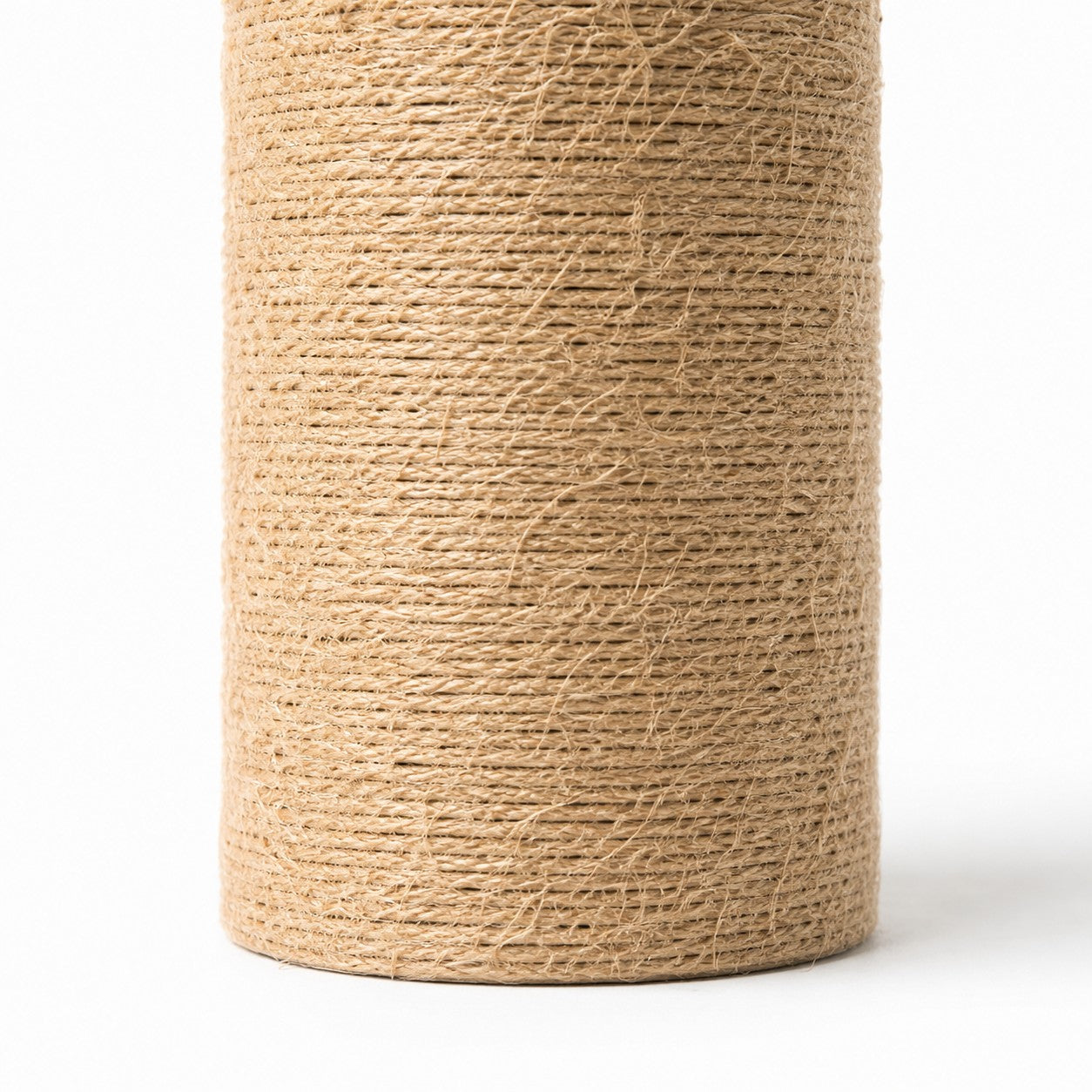 Close view of the woven jute lamp base texture