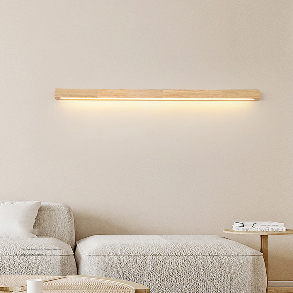 Modern Wood Mirror Wall Lighting - Rectangle Fixture for Bathroom