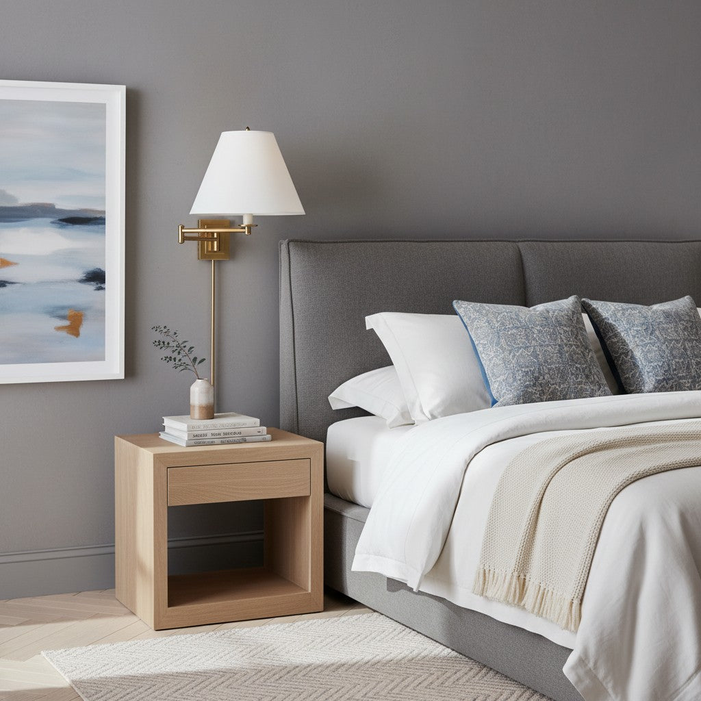 Arcuma Rotating Arm Wall Lamp – Retro Metal and Fabric for Bedrooms and Reading Corners