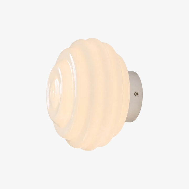 White ribbed glass wall sconce with chrome finish