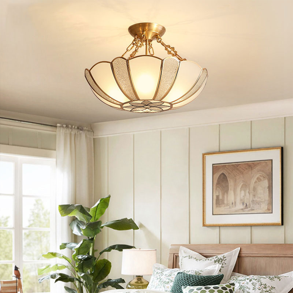 Semi Flush Ceiling Lamp - Traditional Glass Multi-Light Fixture