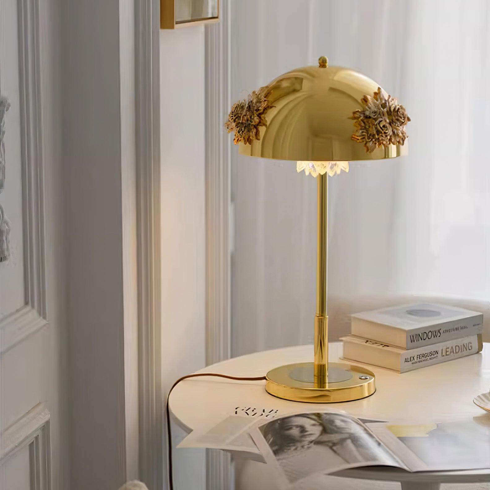 Table Lamp with Built-in Battery - Artistic Floral Light for Room