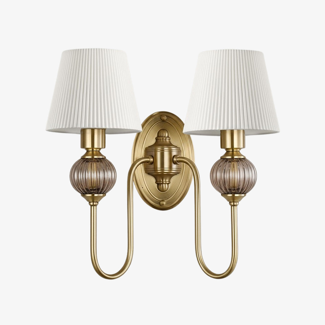 Rowanea Ceramic Wall Sconce with Fabric Shade and Metal Finish - Farmhouse Modern Hallway Light