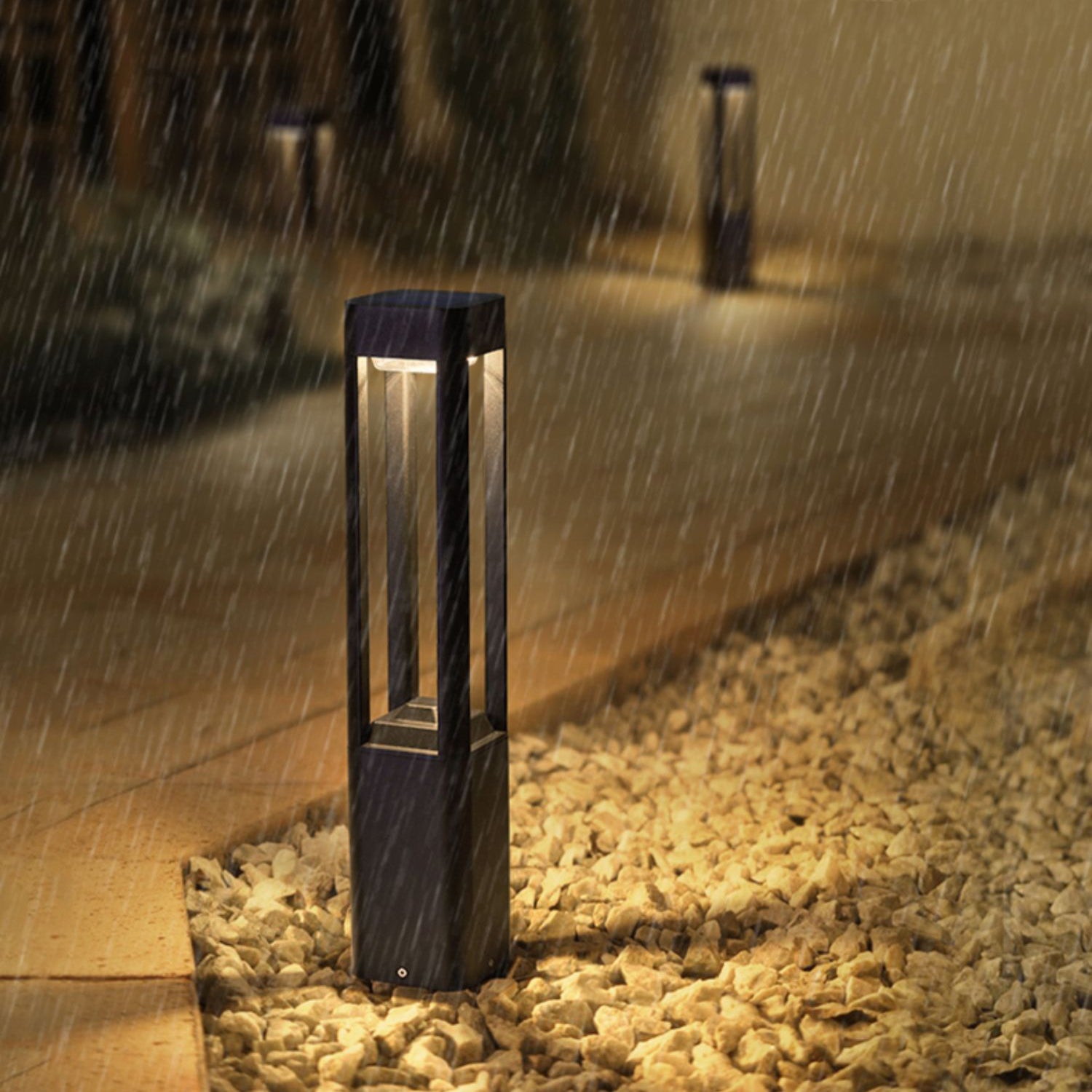 Rectangular Garden Bollard Light - Modern LED Lamp for Pathway