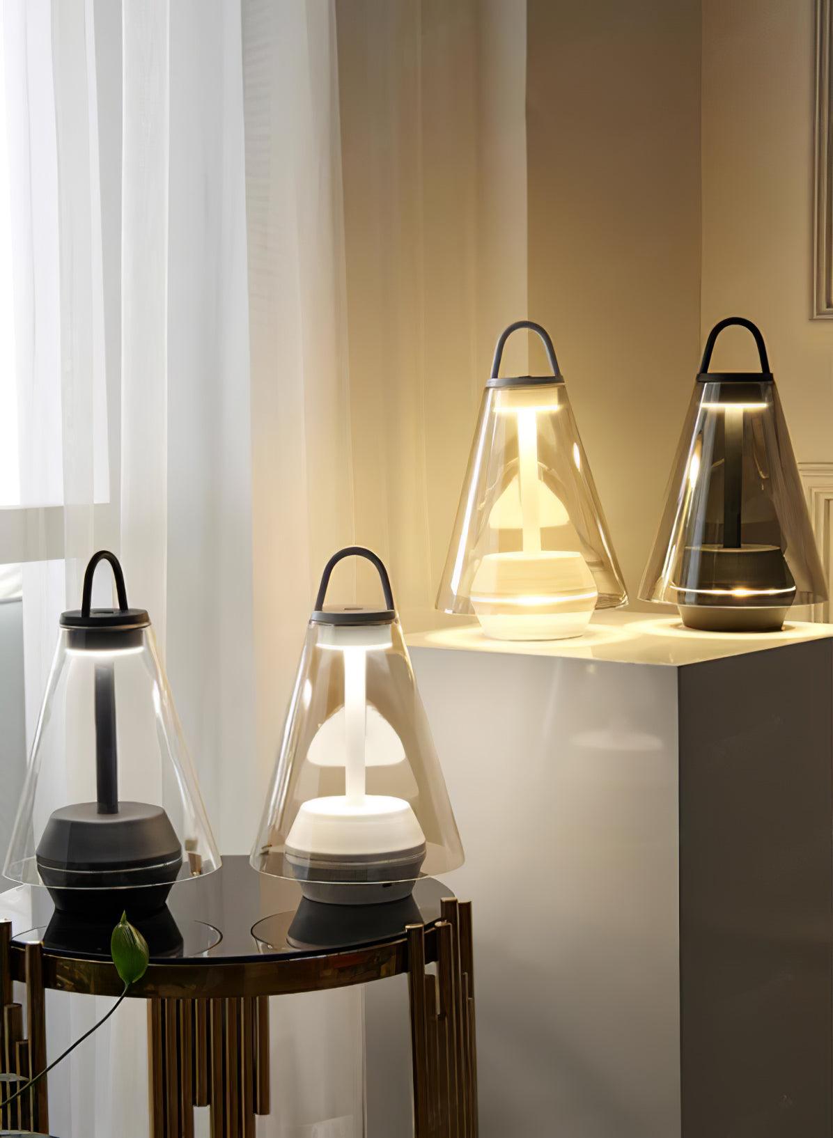 Table Lamp - Rechargeable Glass LED Light for Indoor Use