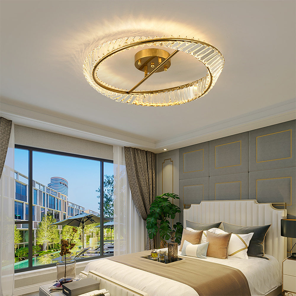 Modern LED Crystal Ceiling Lamp – Round Fixture for Living Room