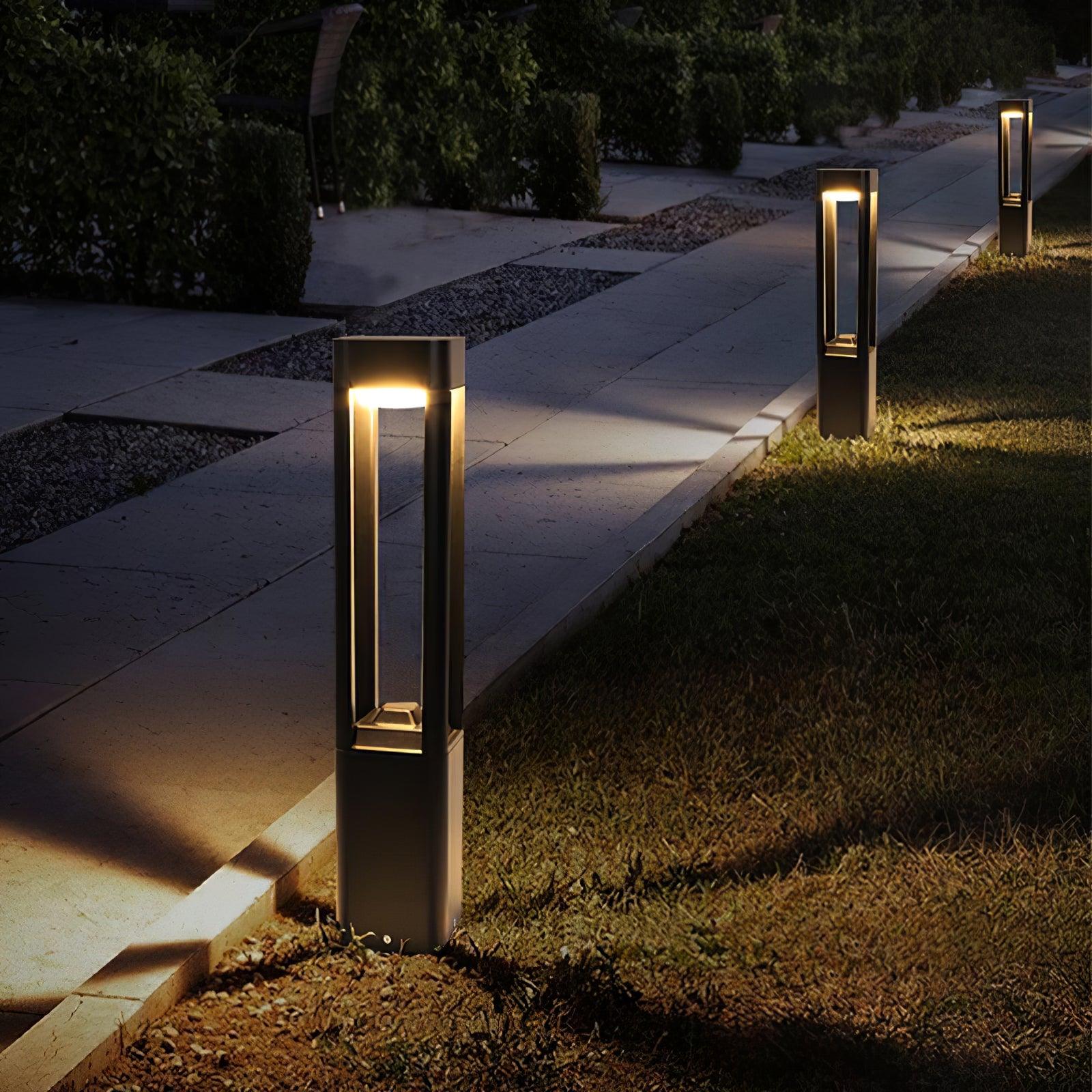 Rectangular Garden Bollard Light - Modern LED Lamp for Pathway