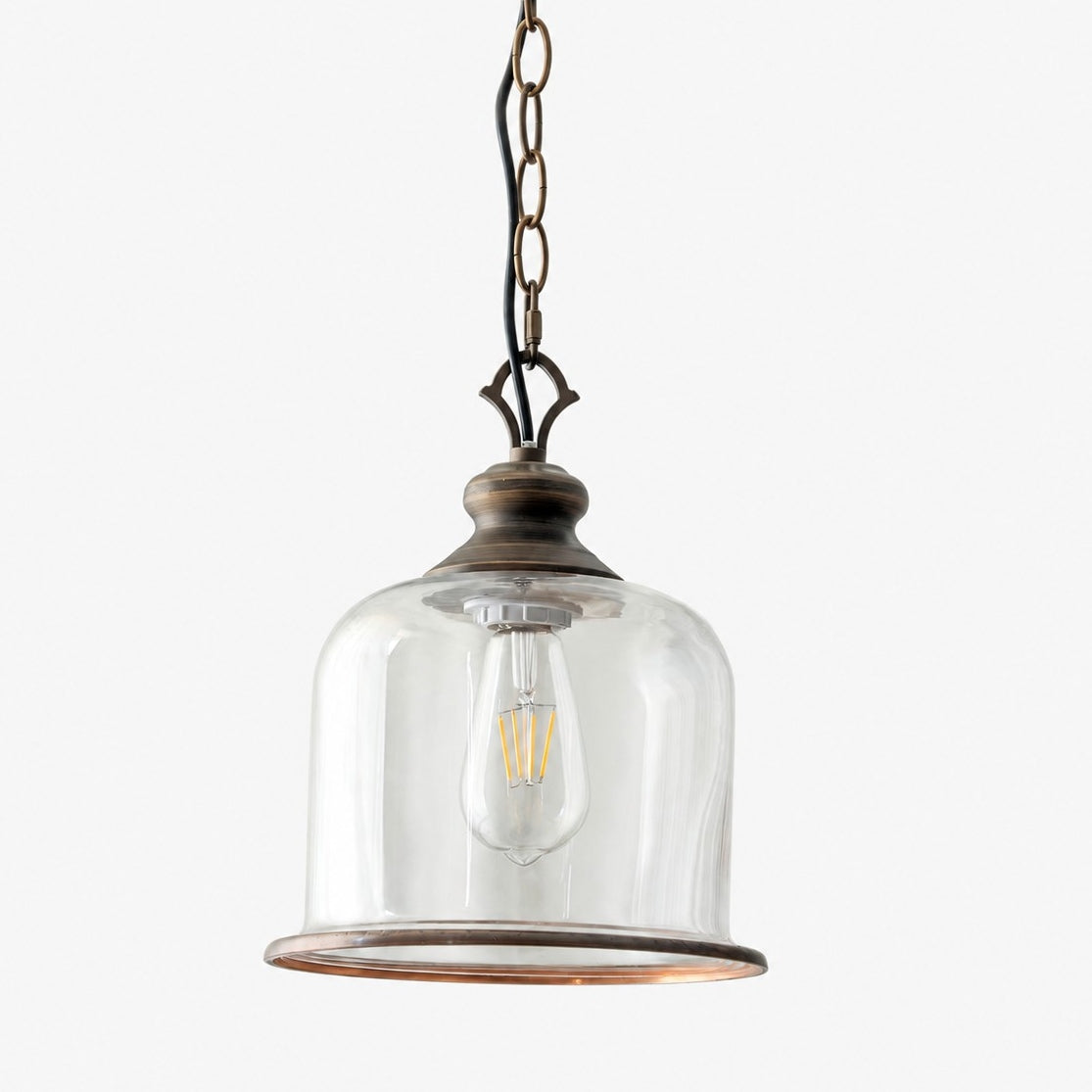 Vintage Glass Metal Pendant Light