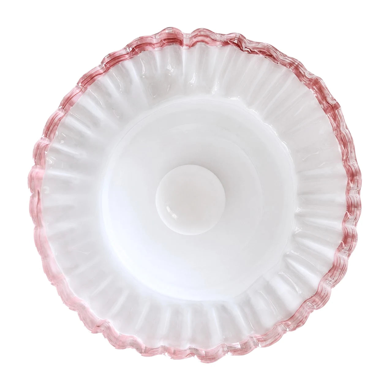 pink rimmed ruffled glass shade detail