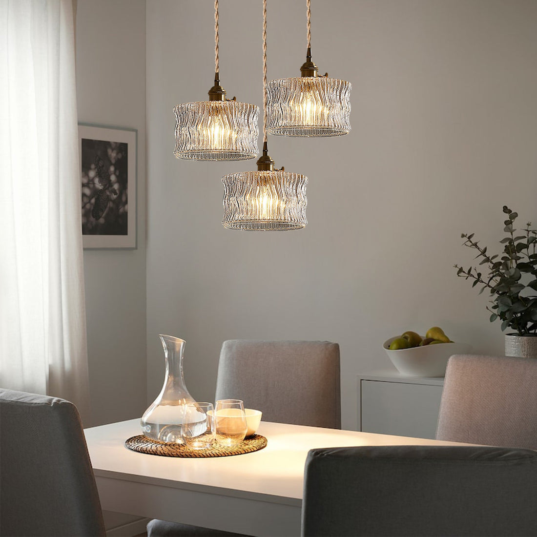 Modern Glass Shade Pendant Fixture - Classy Light for Dining Living