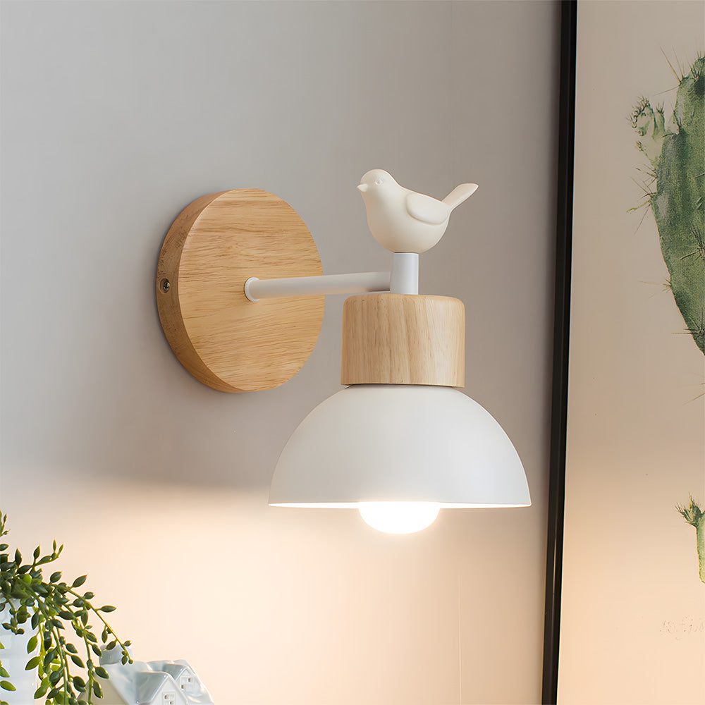 Modern Wooden Wall Light - Semicircular lampshade Fixture for Bedroom