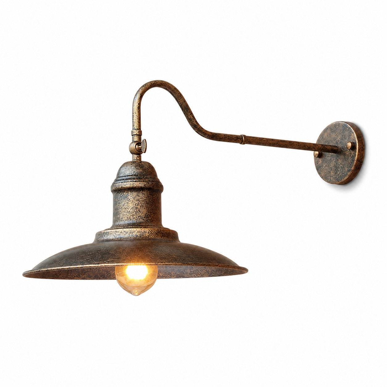 Bell shade outdoor wall sconce in antique brass finish