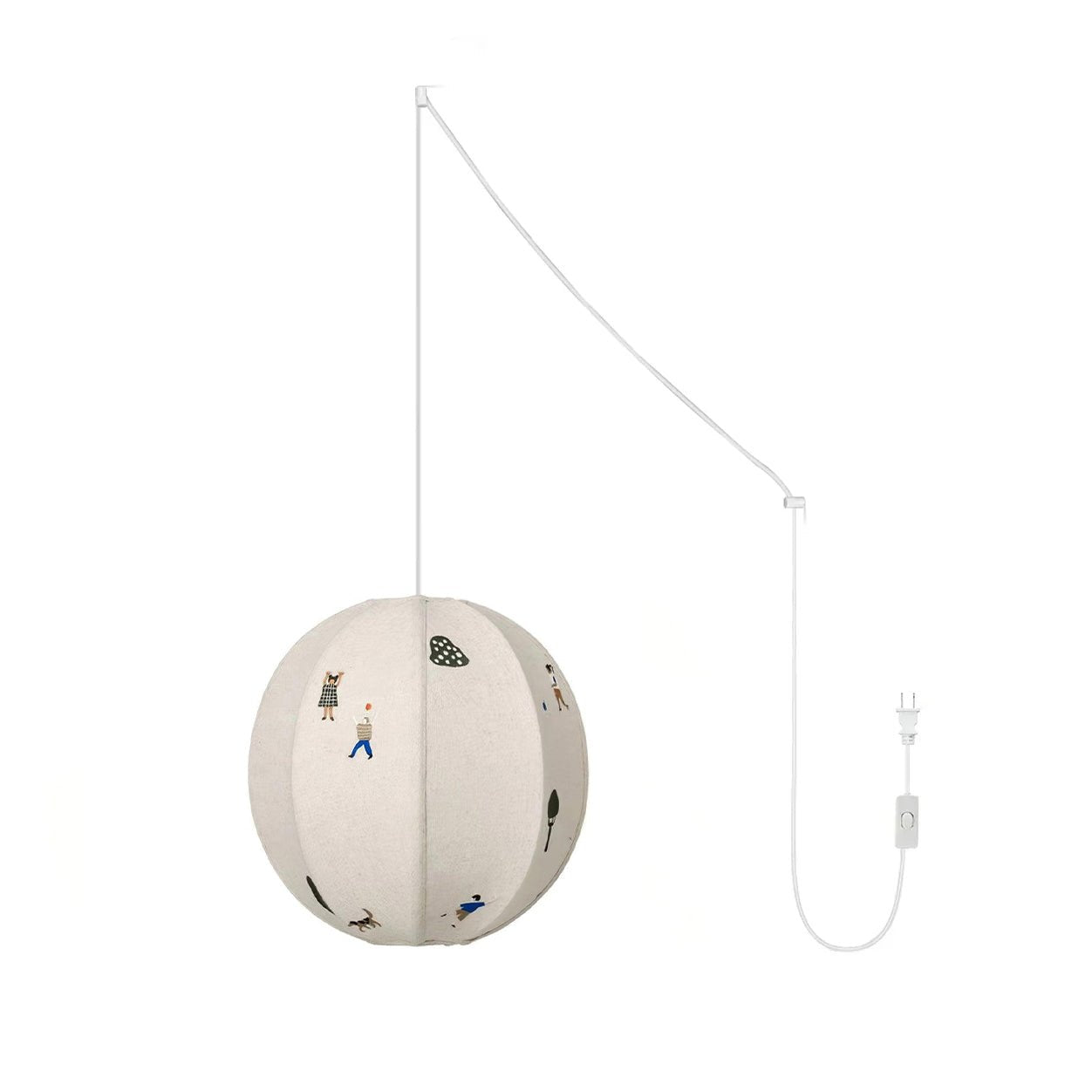 Bunte Baumwoll-Szenenpendelleuchte mit Stecker