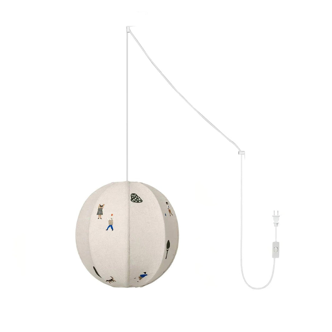 Bunte Baumwoll-Szenenpendelleuchte mit Stecker