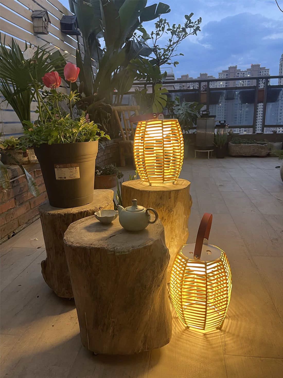 Lantern Built-in Battery Table Lamp - Portable Lamp for Bedroom
