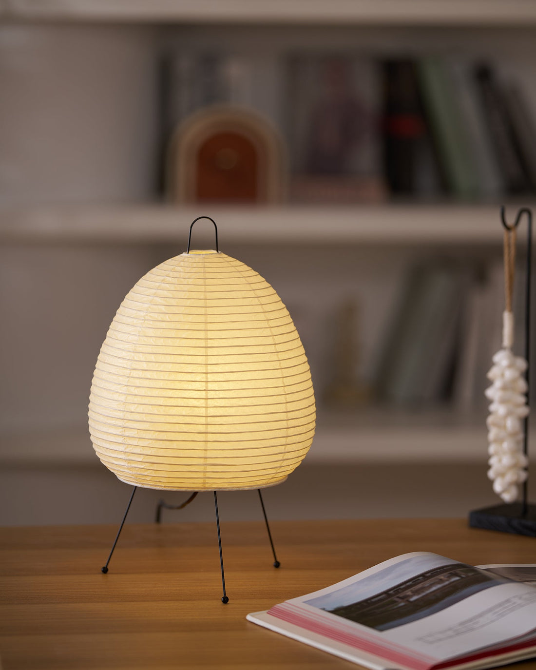 Japanisch inspirierte Papiertischlampe – Maulbeerpapierlampe fürs Schlafzimmer