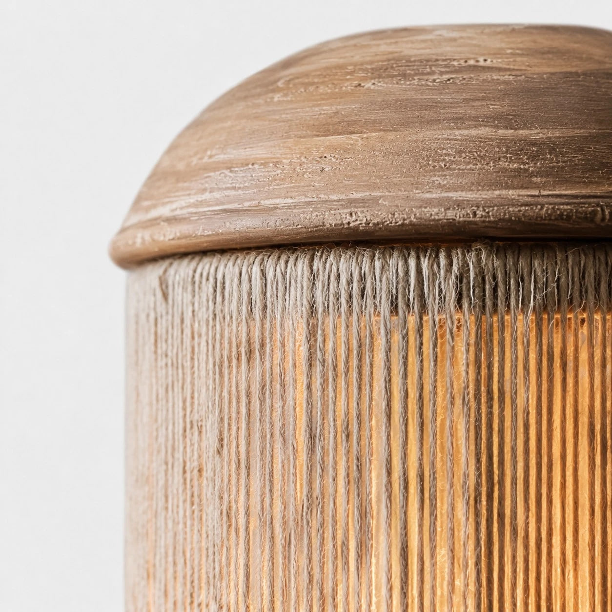 Close-up of vertical corded weave and top cap