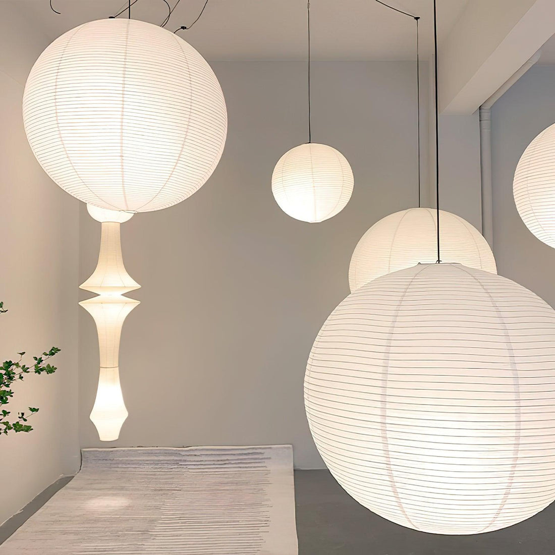Mid-Century Pendant Swag Light - Japanese Paper Lamp for Bedroom