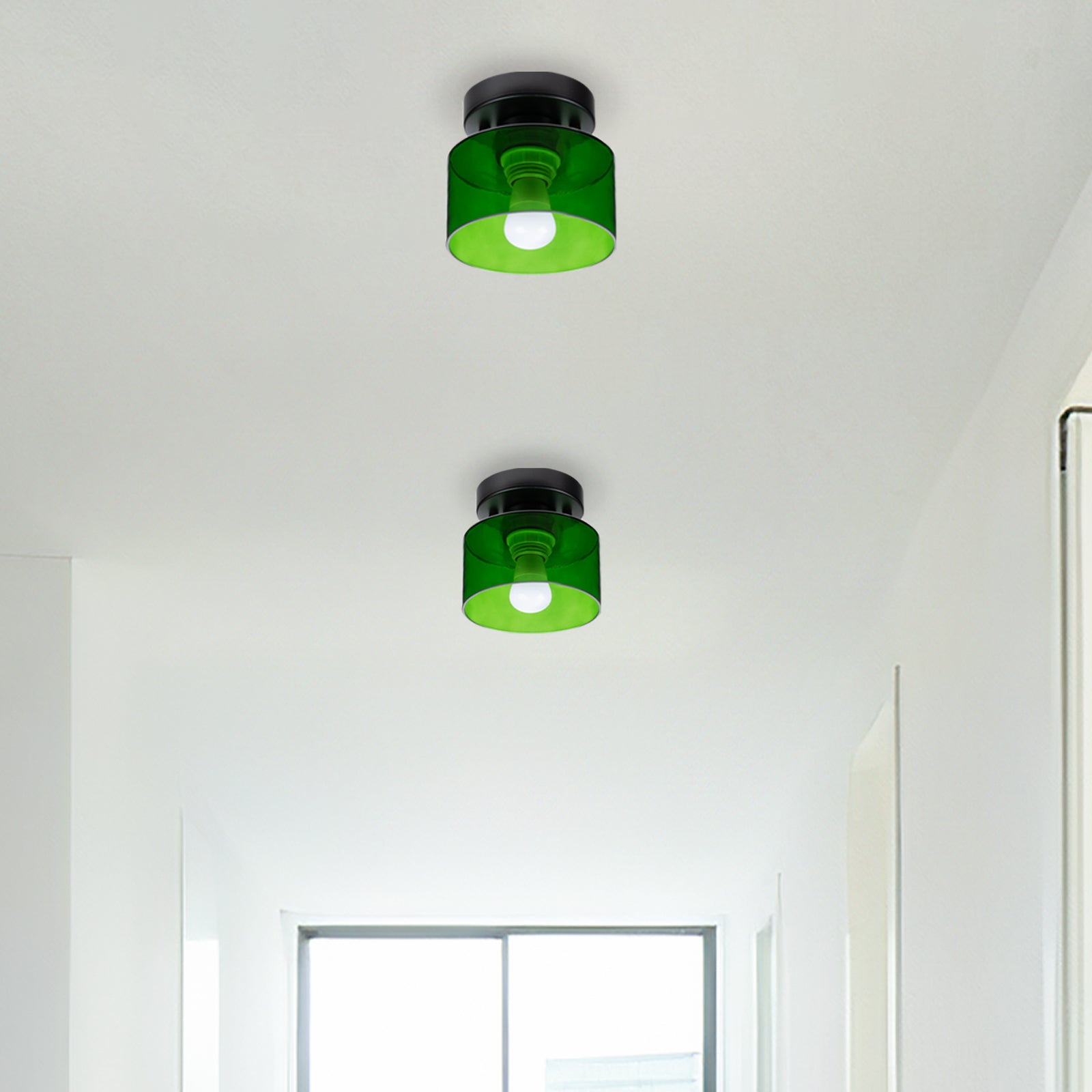 Bauhaus Glas Deckenleuchte - Minimalistische Mini Design Lampe für den Flur