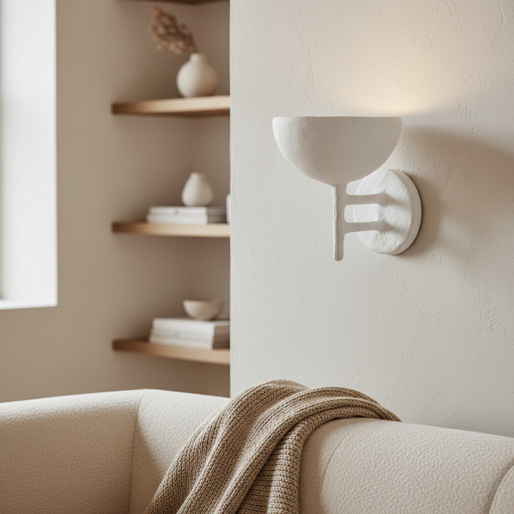 Plara Decorative Wall Lamp – Plaster‑Covered Metal Wall Light Clean Modern Style for Bathroom Vanity & Accent Walls
