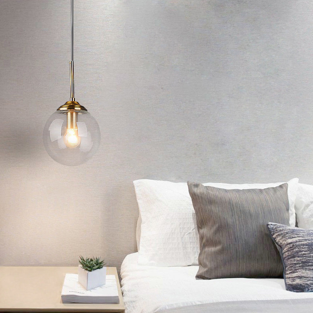 Nordic Glass Orb Pendant Light - Modern Ball Fixture for Dining Room