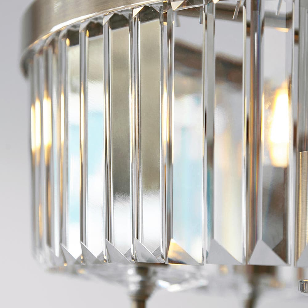 Beveline 3 Light Round Semi Flush - Faceted Cut Glass Shade Metal Finish for Hallways and Bedrooms
