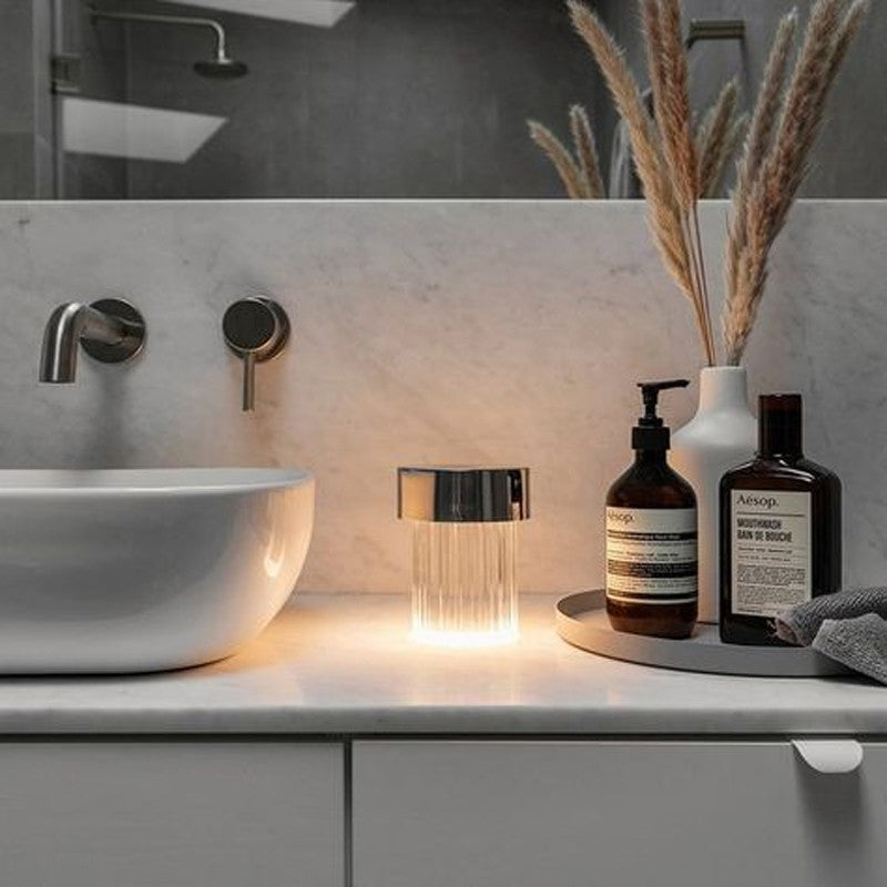 Tragbare Tischlampe – wiederaufladbare Glaslampe für Wohnzimmer und Schreibtisch