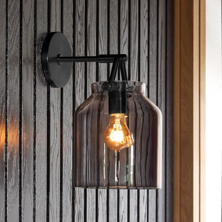Hanton Metal Outdoor Wall Sconce - Matte Black Industrial Light Fixture