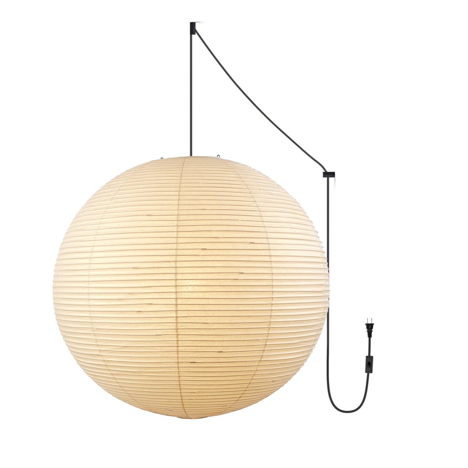 Mid-Century Pendant Swag Light - Japanese Paper Lamp for Bedroom