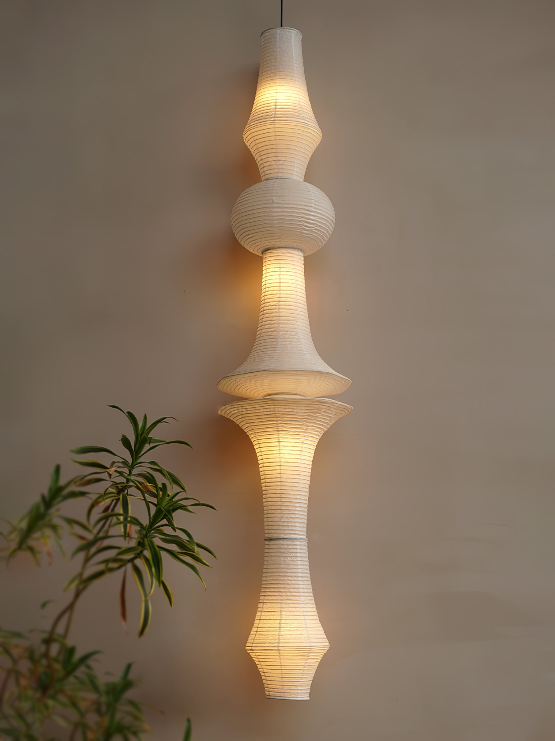 Washi Paper Pendant Light - Japanese Handcrafted Lamp for Living Room