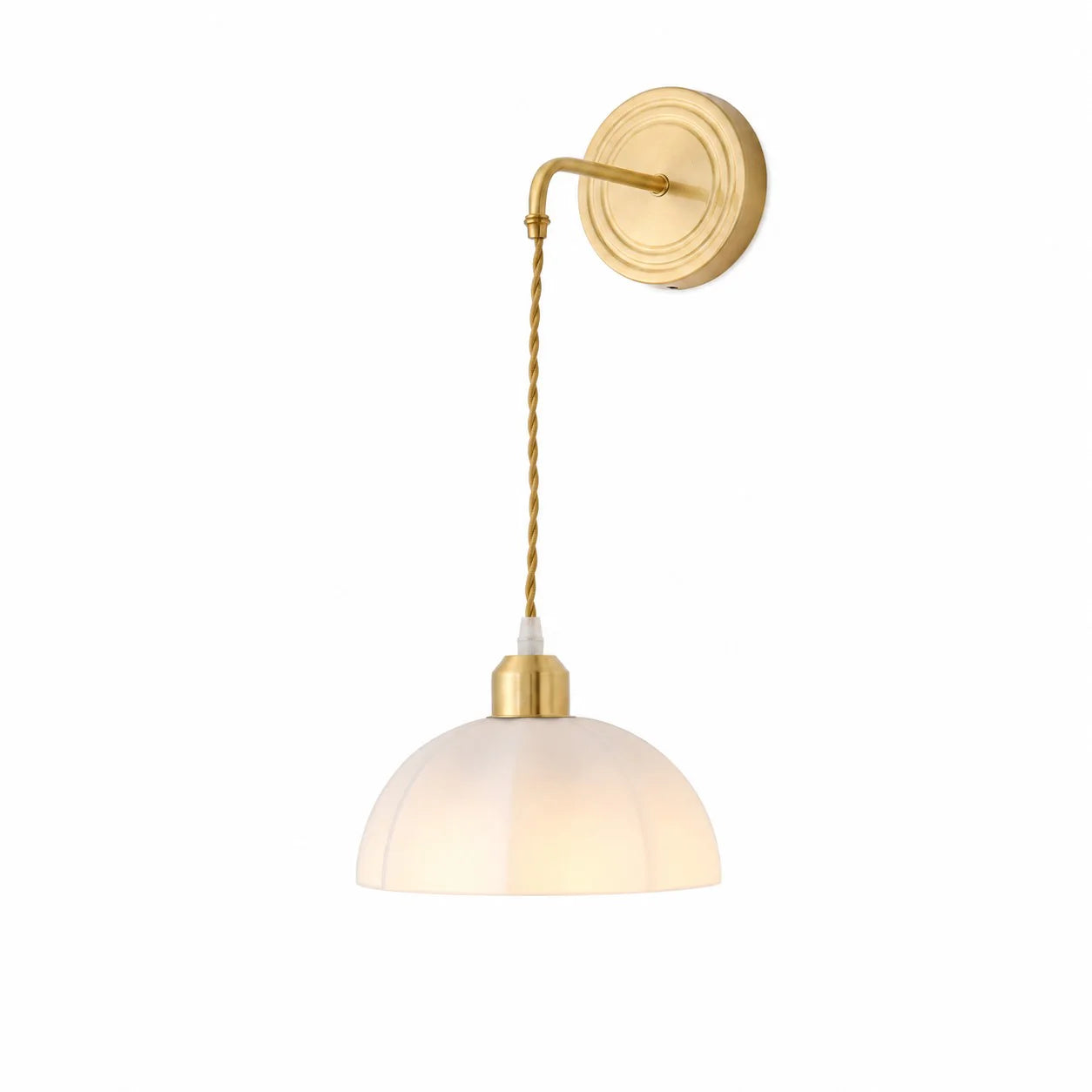 Style B dome shade brass drop cord glass wall sconce