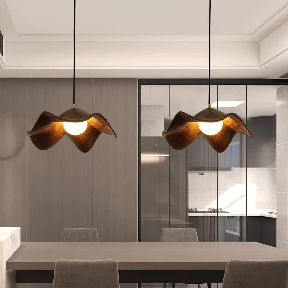 Leaf Vein Glass Plug-In Pendant Lamp