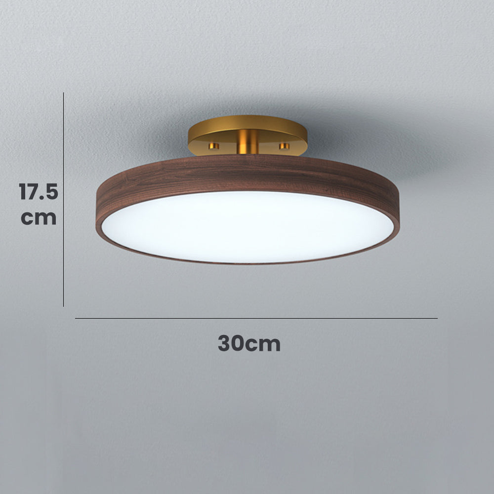 Round LED Ceiling Light - Modern Brown Acrylic Lamp for Bedroom