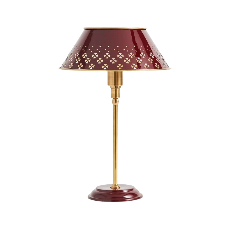 Auriglow Brass Perforated Table Lamp - Space Age Floral Bedroom Light