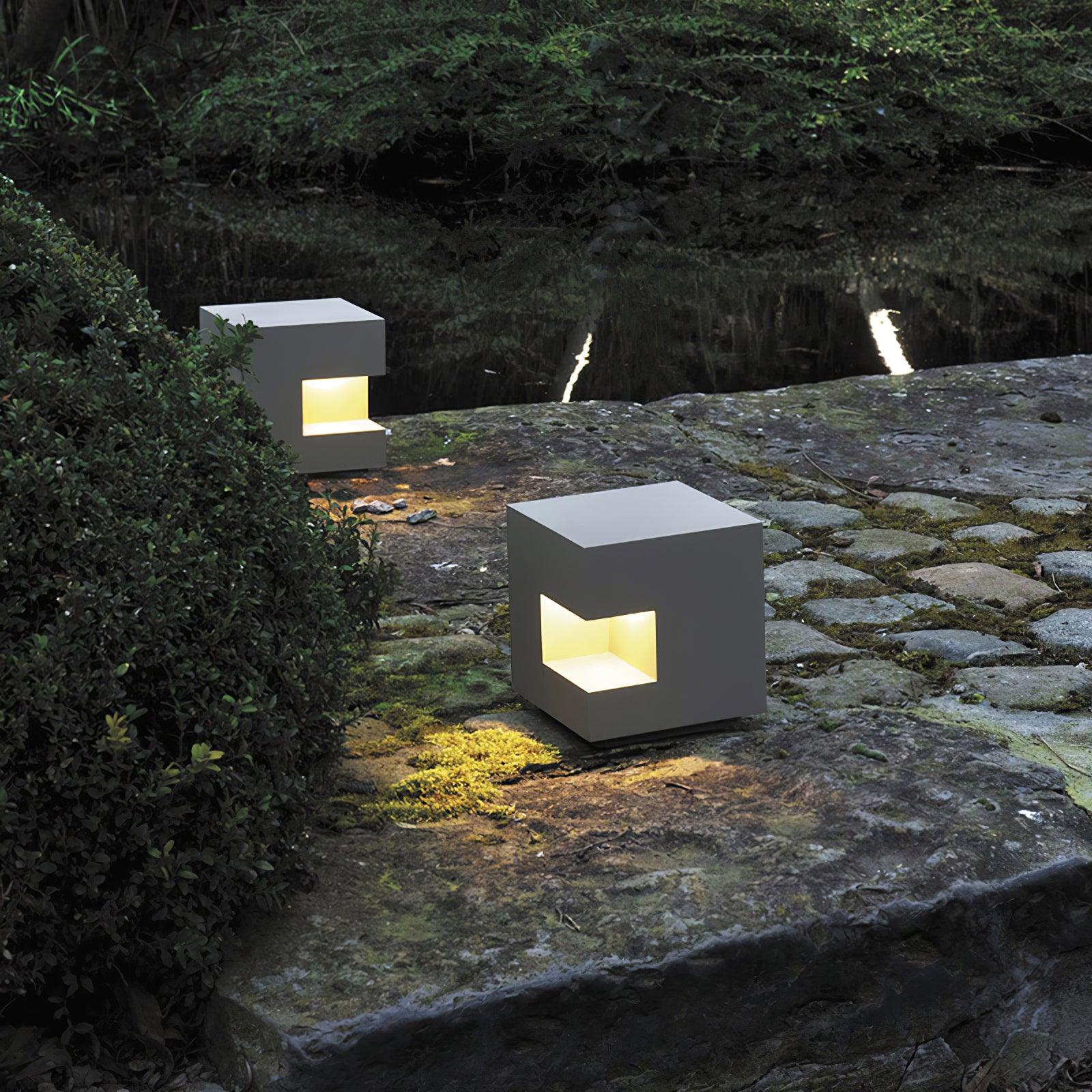 Cube Post Outdoor Light - Cube Outdoor Lamp Great for Courtyards