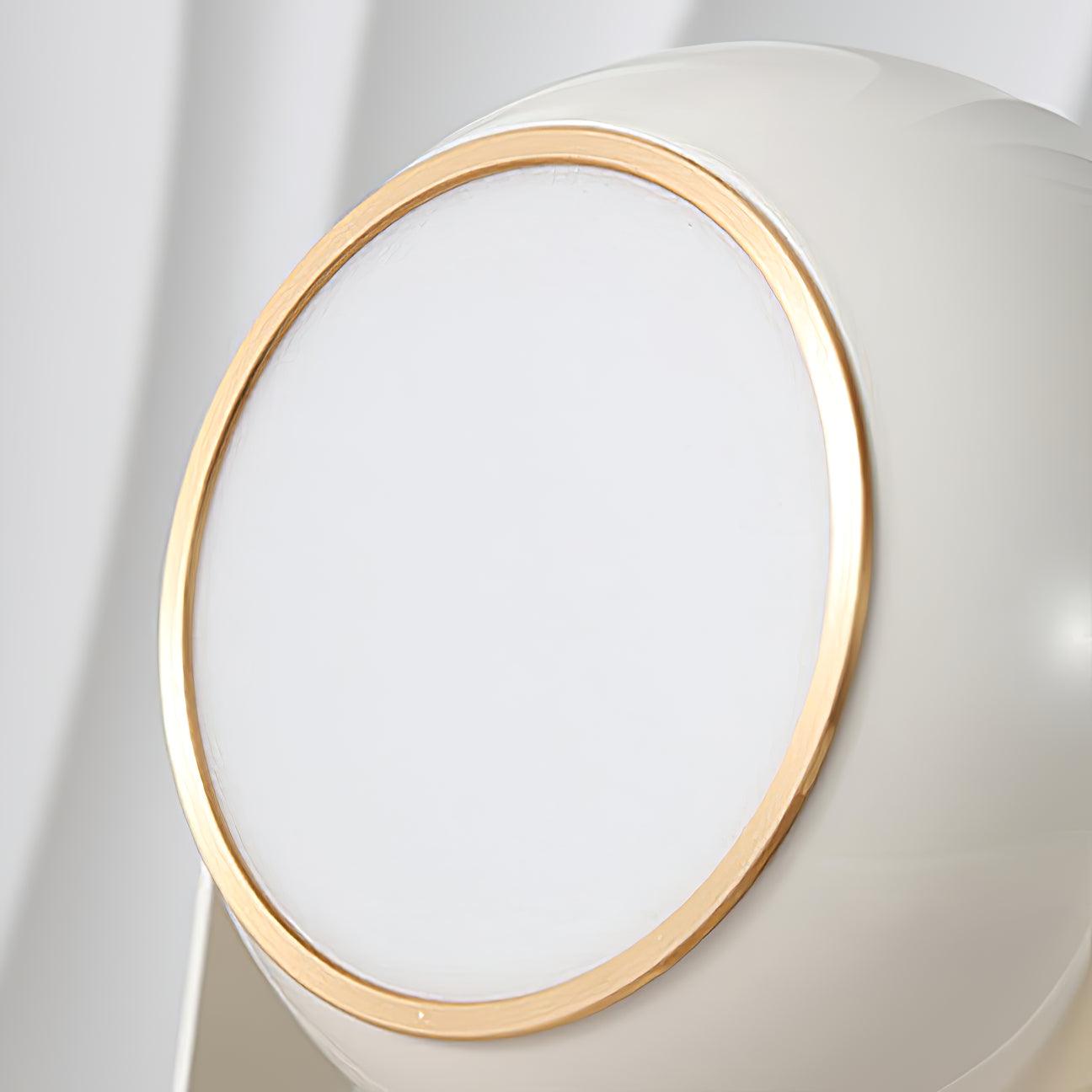Glänzende schwarz-weiße Tischlampe – Helm-inspiriert