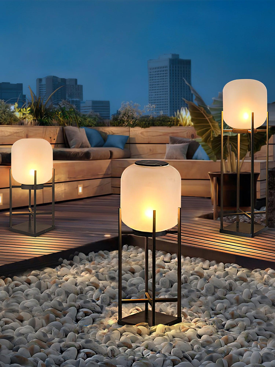 Solar Lantern Floor Lamp - Waterproof Outdoor Light for Garden & Patio