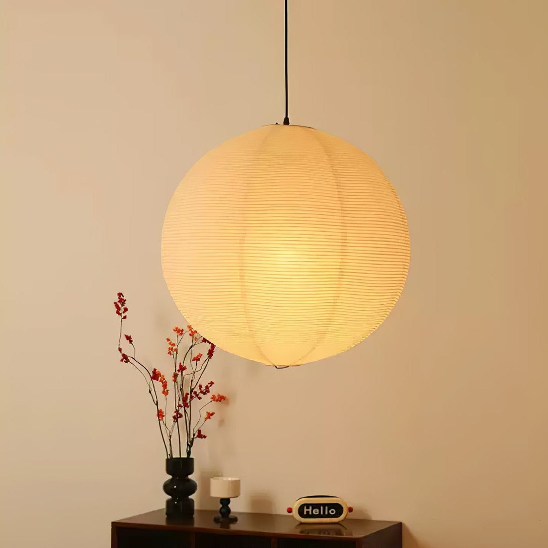 Runde Pendelleuchte aus Washi-Papier – Minimalistische Beleuchtung für das Wohnzimmer
