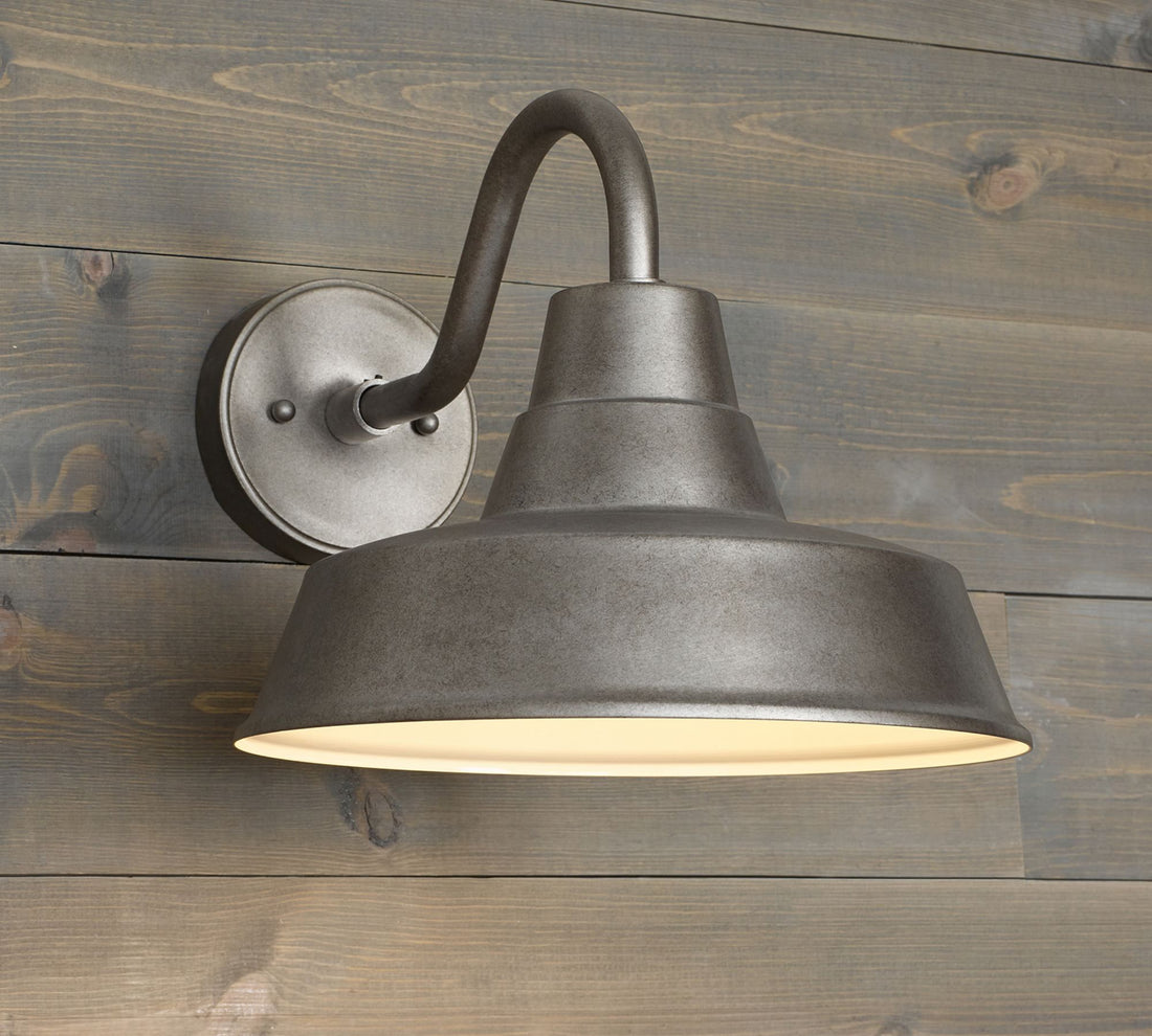 Korvi Outdoor Metal Wall Lamp - Modern Aluminum Pewter Wall Sconce