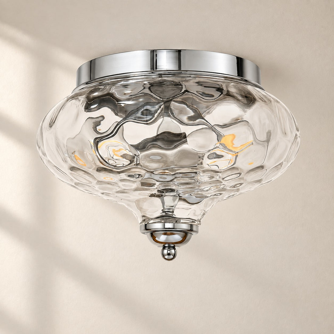 Modern Farmhouse 2-Light Hammered Water Glass Flush Mount Ceiling Light