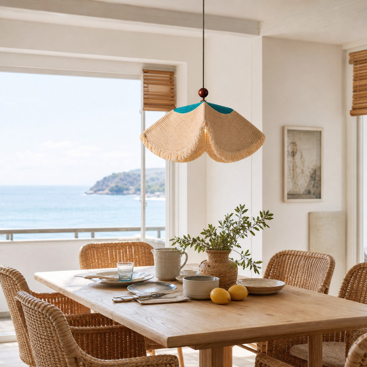 Sculptural Woven Fabric Pendant Lamp