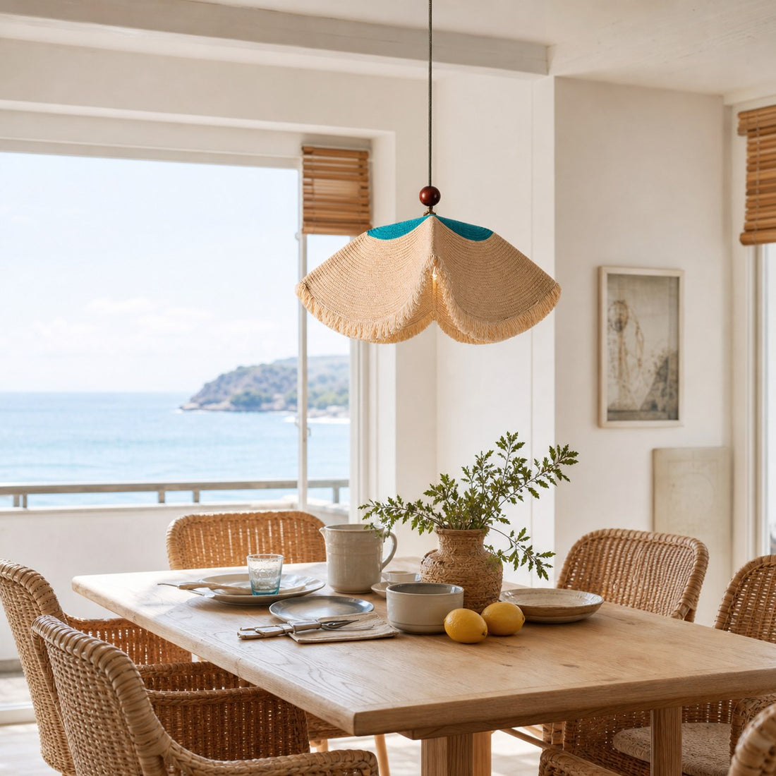 Sculptural Woven Fabric Pendant Lamp
