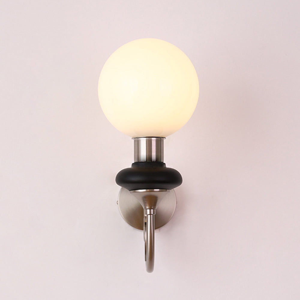 Retro Glass Wall Lamp - Single Ball Light French Style for Hallway